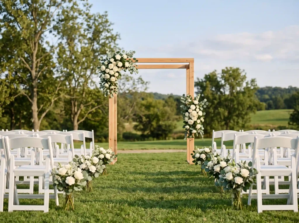 Minimalist White Arch Ceremony Inspiration Clean . Minimalist White Arch Ceremony.