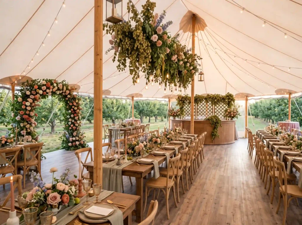 Romantic Orchard Supper Inspiration A refined o Romantic Orchard Supper Inspiration