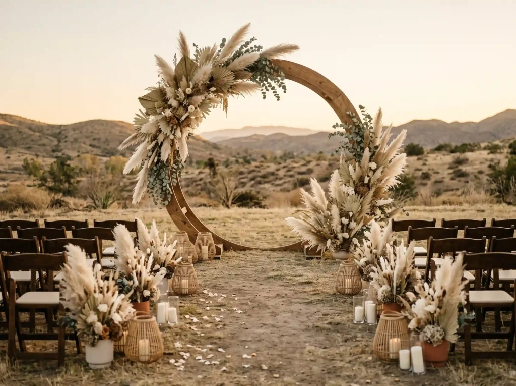 Pampas Ceremony Circle Inspiration Modern bohem . Pampas Ceremony Circle. Inspiration
