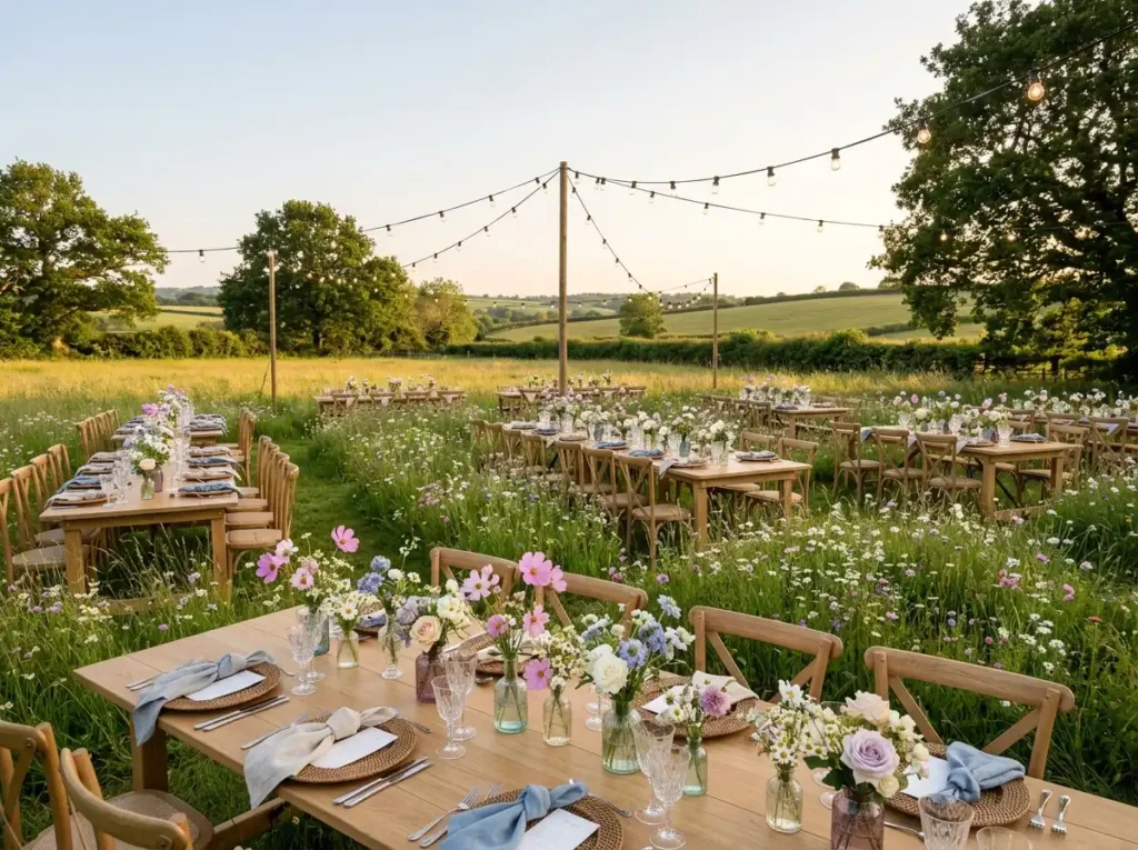Meadow wedding reception wildflo…