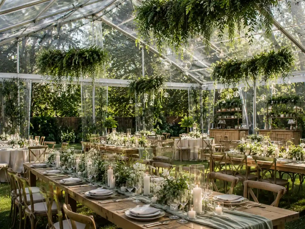 Greenhouse Inspired Backyard Reception