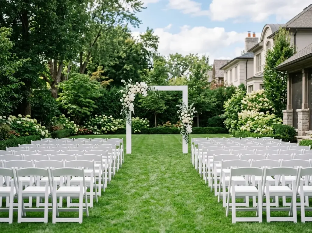 Minimalist White Arch Garden Wedding