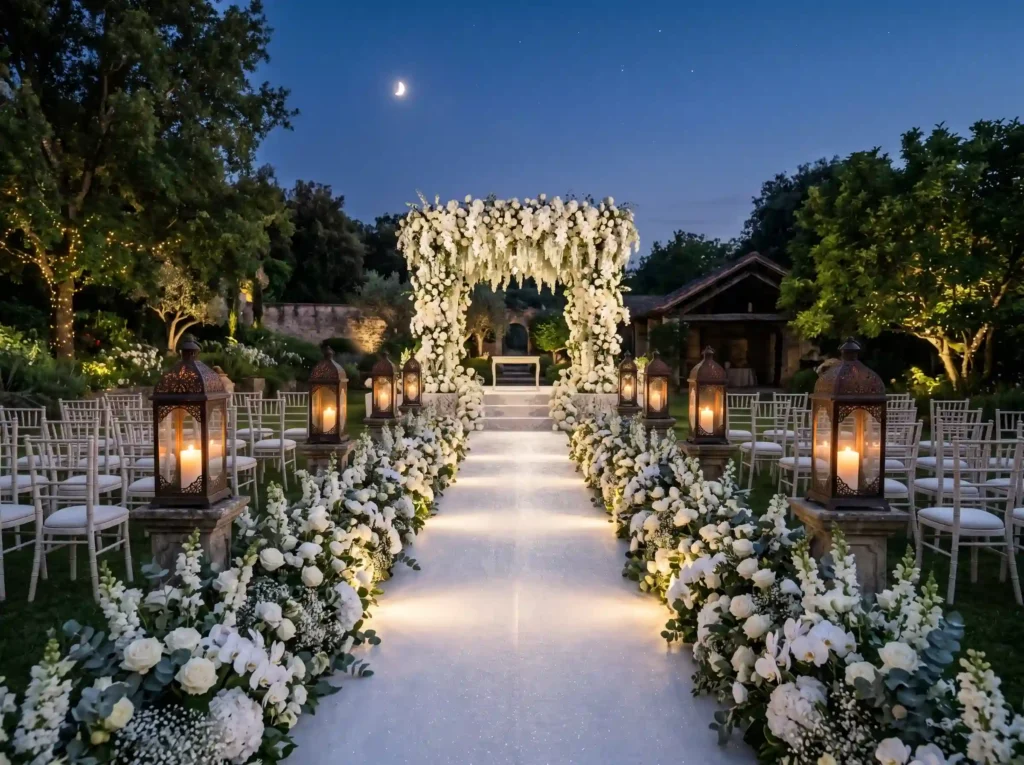 Moonlit White Rose Walk