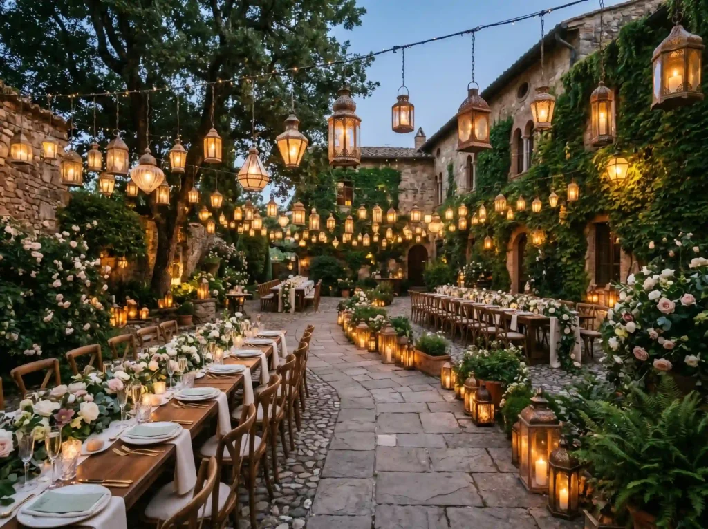 Vintage Glass Lantern Courtyard