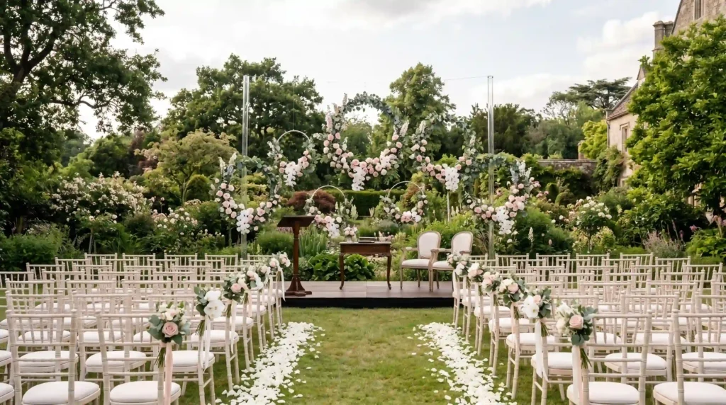 Floating Floral Hoop Ceremony Backdrop