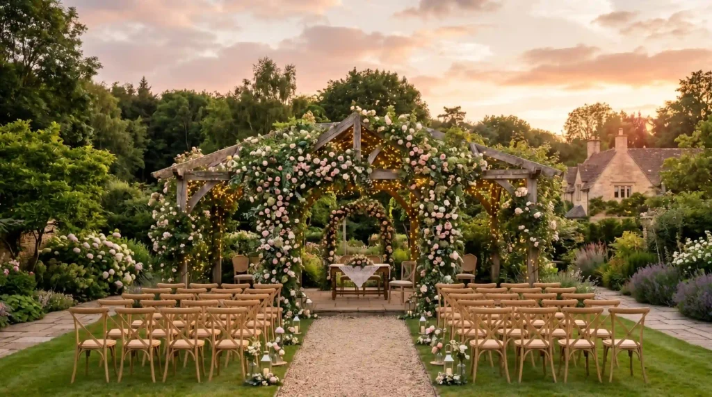 Pergola Wrapped in Climbing Roses