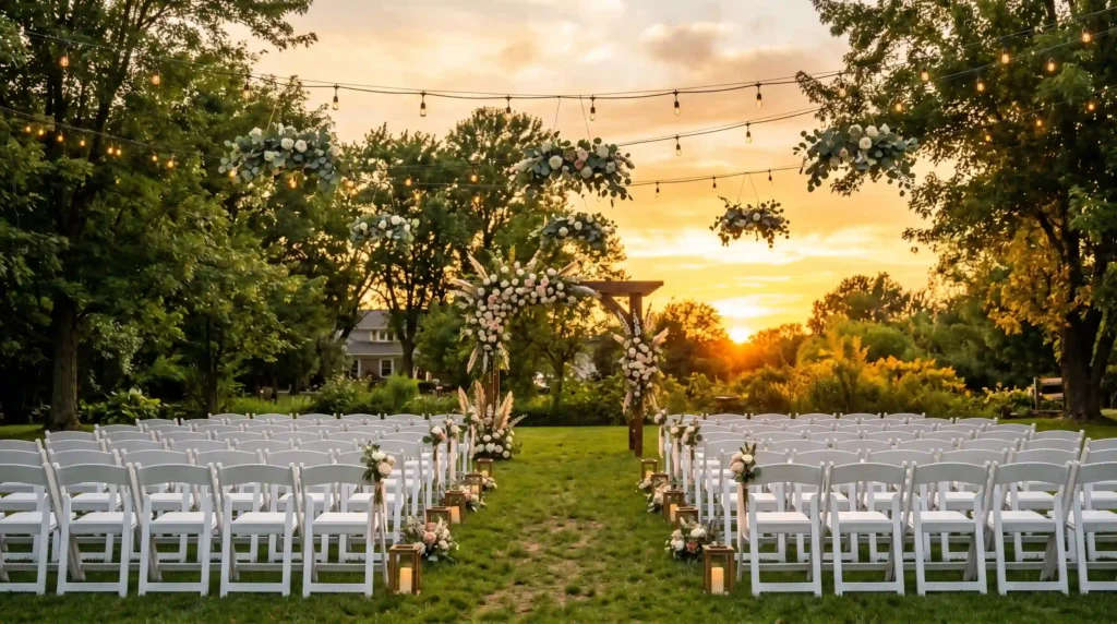 Bistro Lights Backyard Ceremony