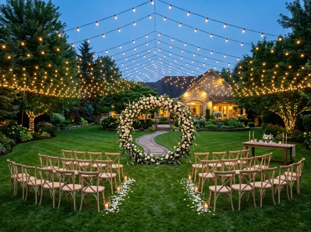 Modern String Light Courtyard