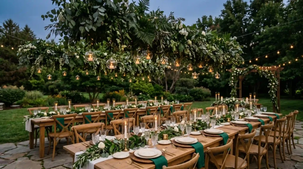 Hanging Greenery Canopy Dinner
