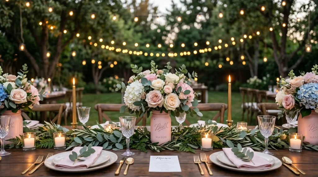 Mason Jar Romance Tablescape