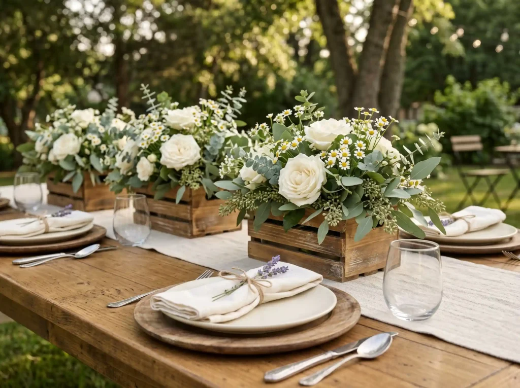 . Garden Crate Centerpiece Rustic