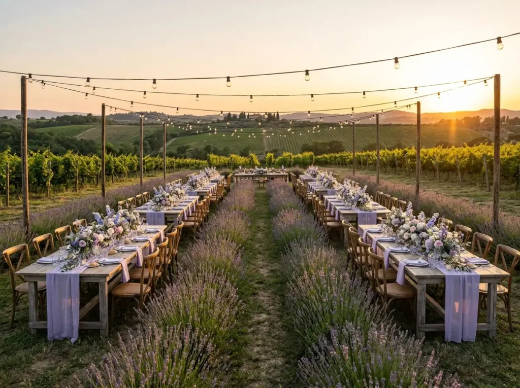 Lavender vineyard wedding reception
