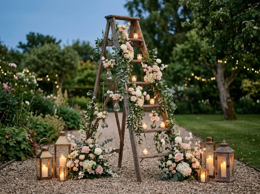 .Ladder floral display with candles result