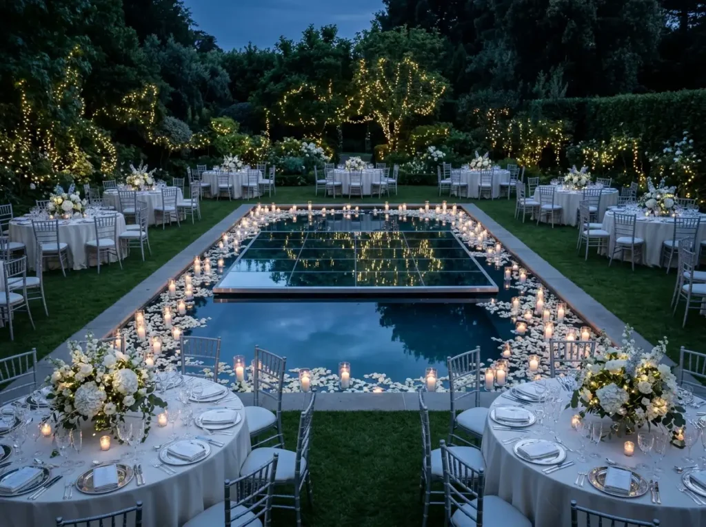Nighttime garden reception mirro…