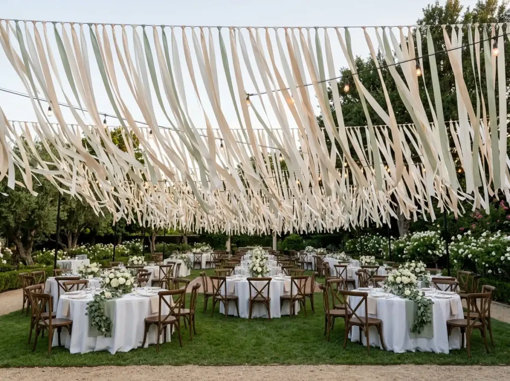 Hanging ribbon canopy wedding re…