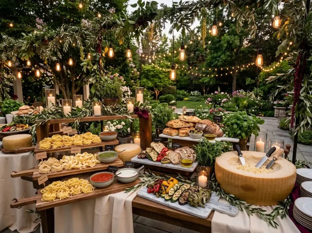 Italian pasta buffet wedding
