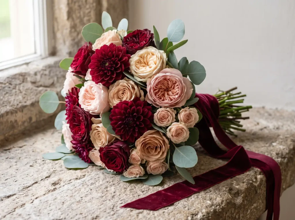 Velvet Bordeaux Rose Bouquet K