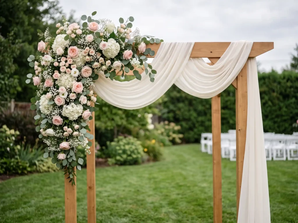 Draped Corner Blossom Arch Inspiration Inspired Blossom arch with floral cascade