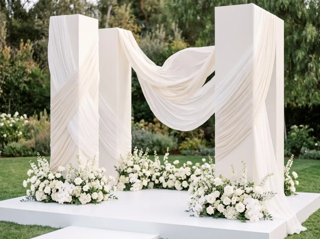Ethereal Draped Columns Inspiration Inspired by Draped columns with white roses