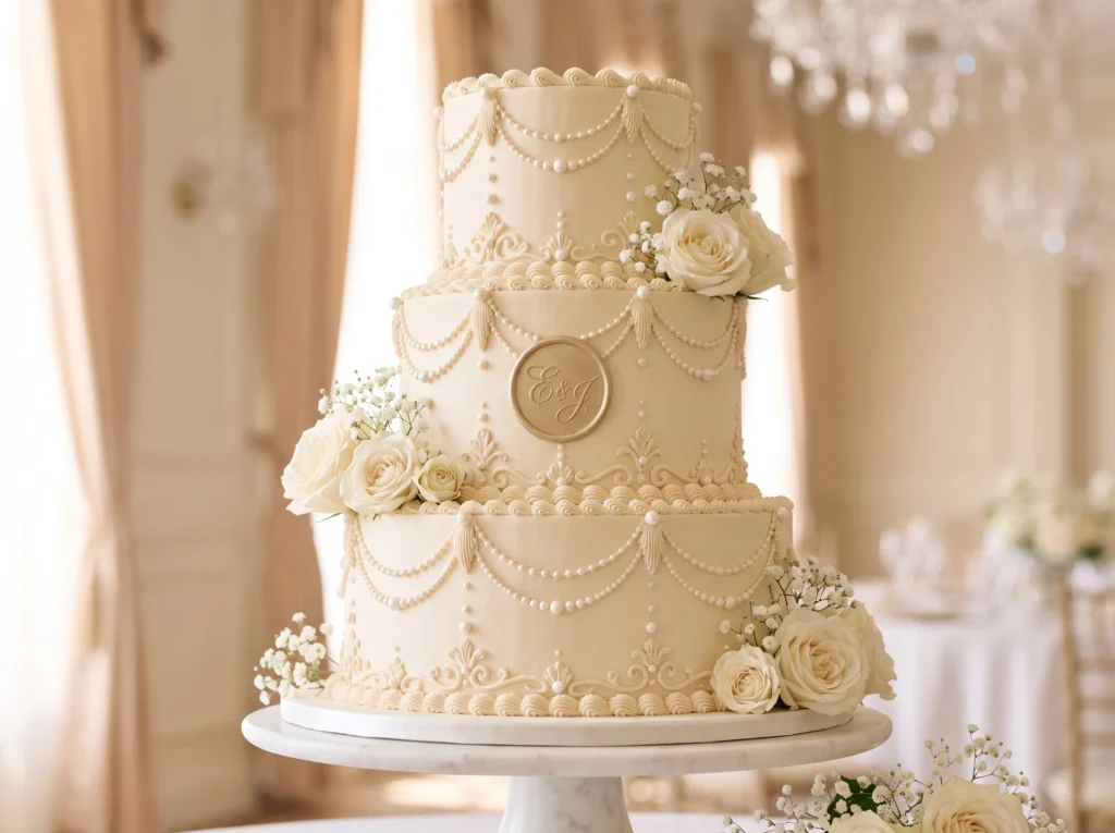 Heirloom Pearl Elegance Inspiration Inspired by Three tier wedding cake pearls