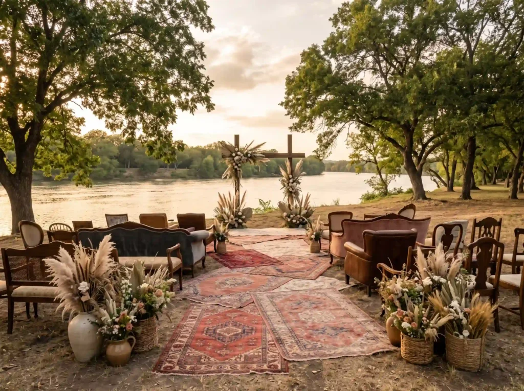 Riverside Heritage Aisle Inspiration Inspired by Riverside wedding ceremony decor… K