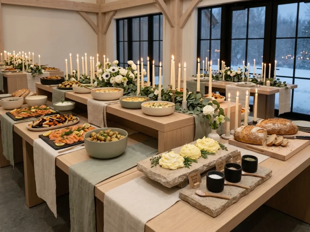 15 Winter Wedding Buffet Ideas That Warm the Night
