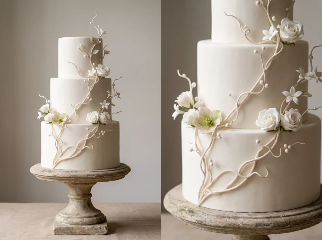 Emerald Vine Romance Inspiration Inspired by se Wedding cake with sugar vines