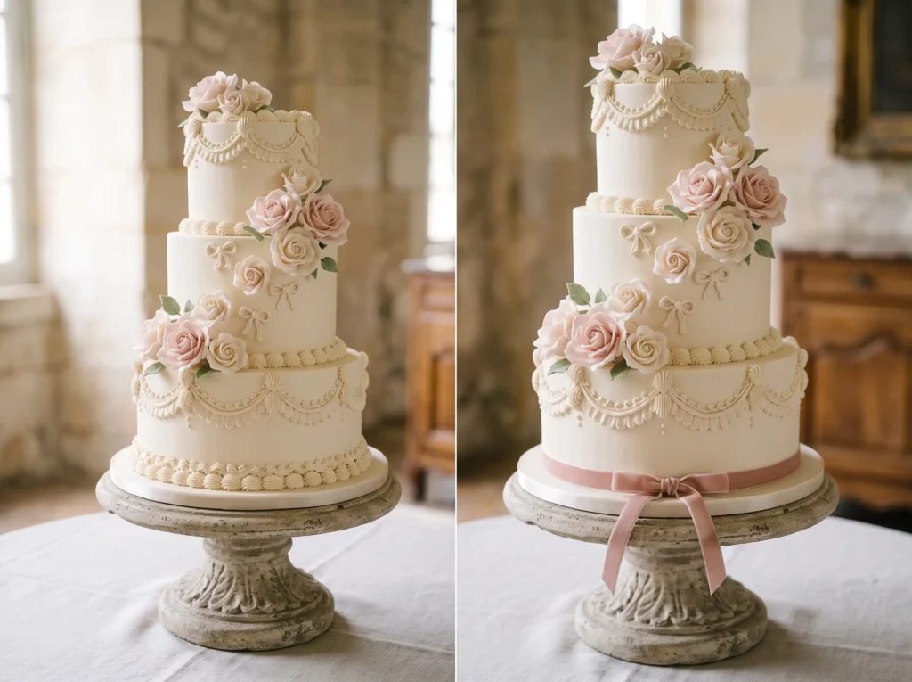 French Patisserie Romance Inspiration Parisian p Wedding cake with roses K