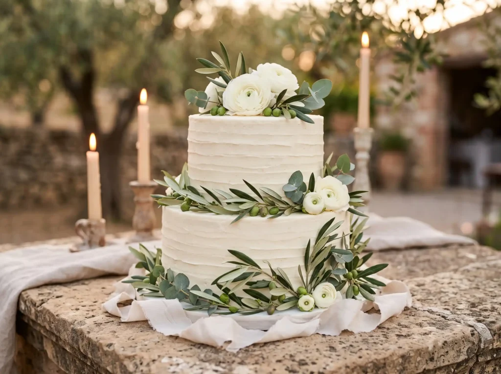 Olive Grove Romance Inspiration Inspired by the Wedding cake with olive branches