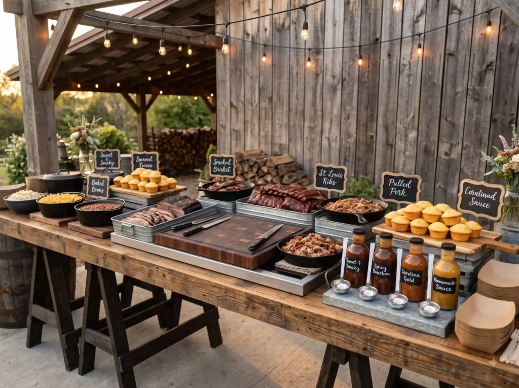 Rustic Smokehouse BBQ Station Inspiration A mode Rustic BBQ buffet station K