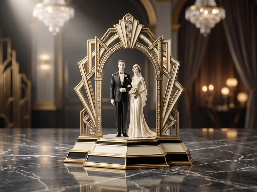 Art Deco Ballroom Elegance Inspiration Echoing t Art Deco wedding cake topper