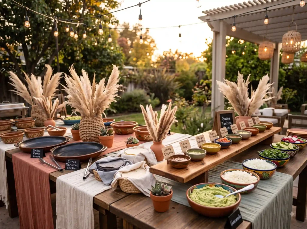 Backyard Taco Fiesta Inspiration Bright flavors Backyard taco fiesta buffet K
