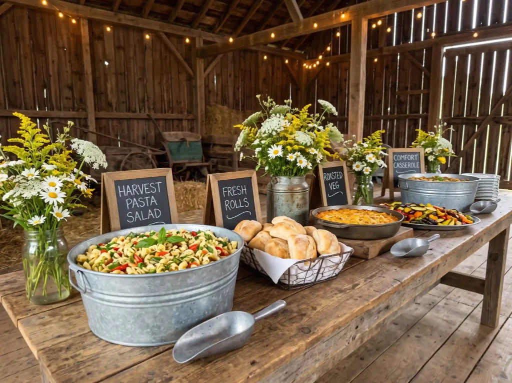 Barnyard Comfort Buffet Inspiration A nostalgic Barnyard comfort buffet rustic w…