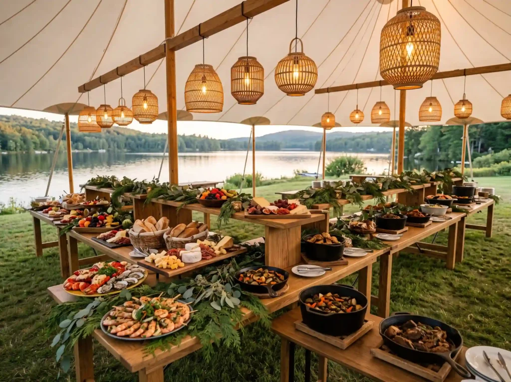 Lakeside Chefs Market Feast Inspiration Inspired Lakeside wedding buffet feast K