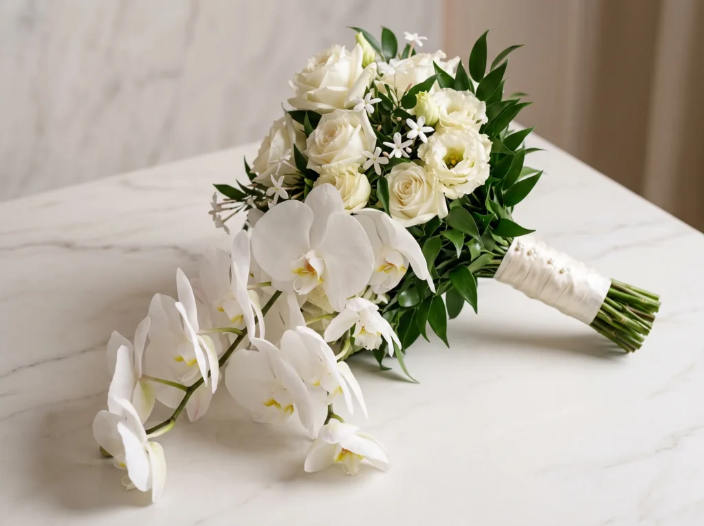Modern Orchid Cascade Inspiration Inspired by co Orchid cascade bridal bouquet K