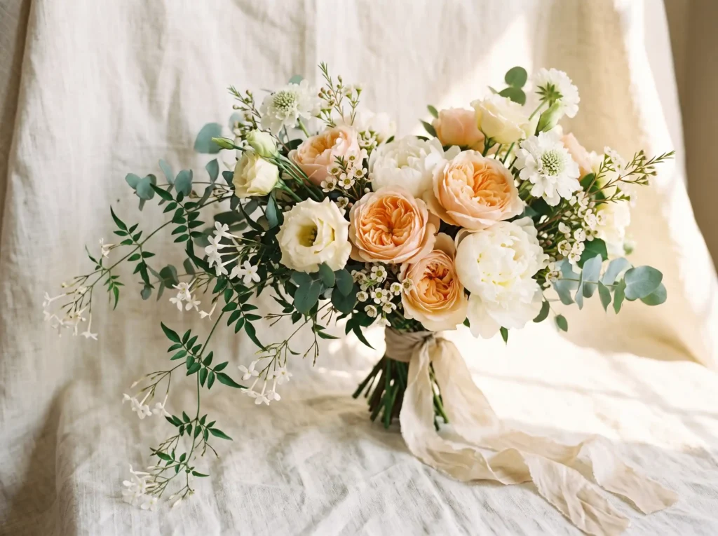 Peach Meadow Bloom Inspiration Wildflower softne Peach meadow bridal bouquet K