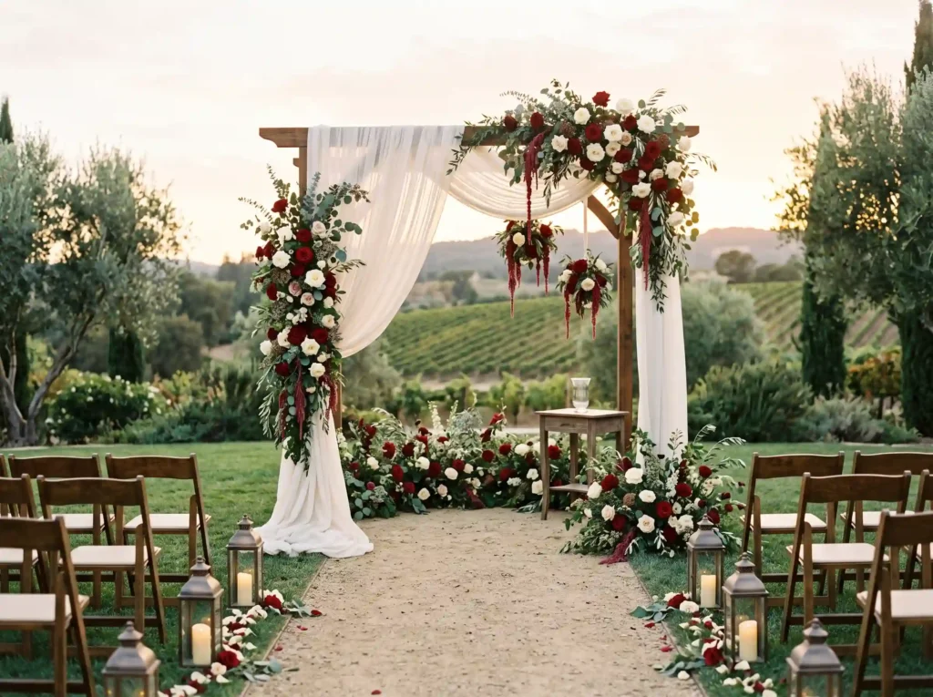 Wine Garden Ceremony Arch Inspiration A romantic Wine garden ceremony arch instal…