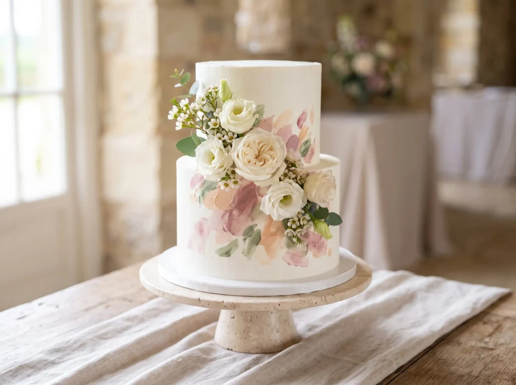 Romantic Watercolor Bloom Cake Inspiration Insp Romantic watercolor bloom cake K