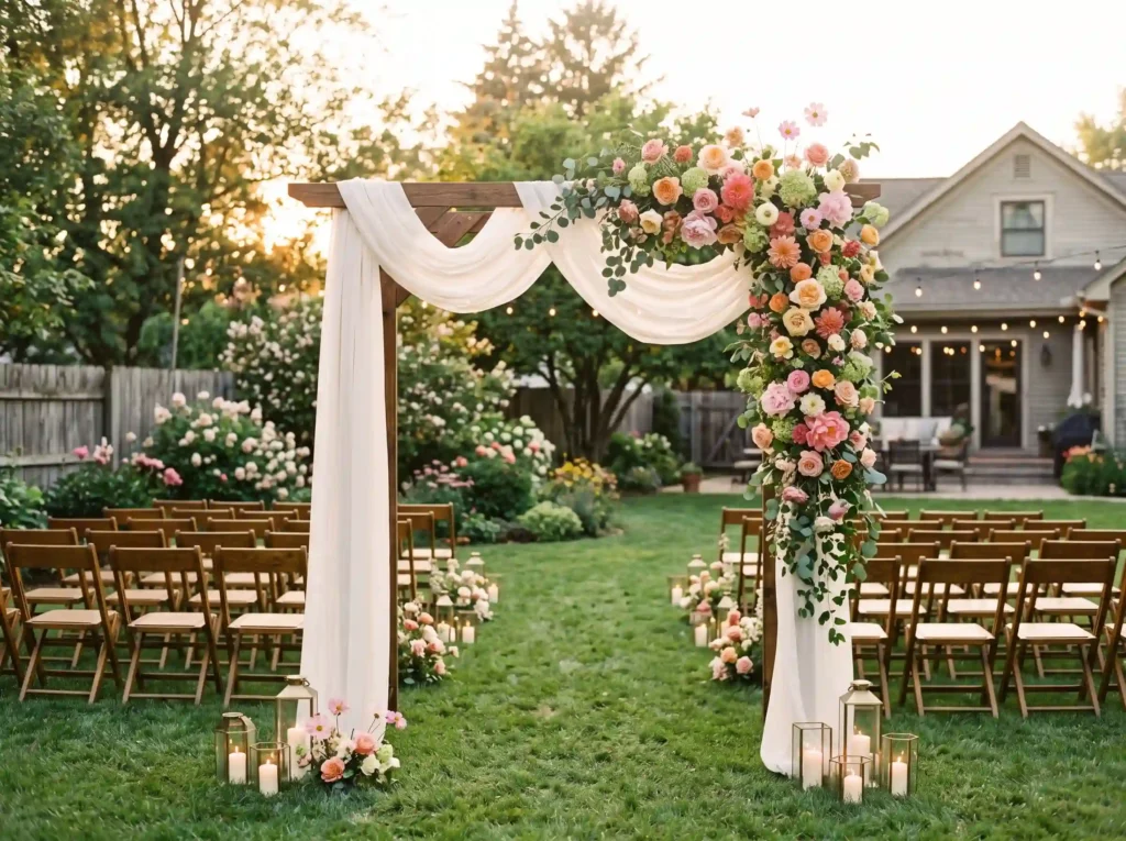 Blush Meadow Romance Inspiration A joyful garden Garden ceremony with floral inst…