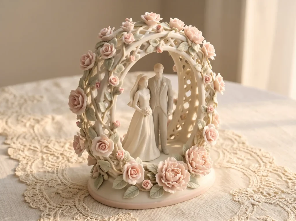 Blush Rose Garden Heirloom Inspiration Inspired Porcelain couple trellis blush r…