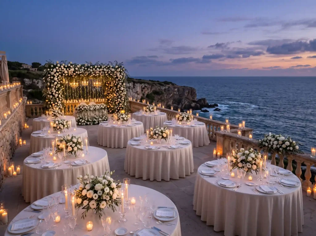 Cliffside Candle Reception Inspiration Elevated Cliffside candle reception overl… K
