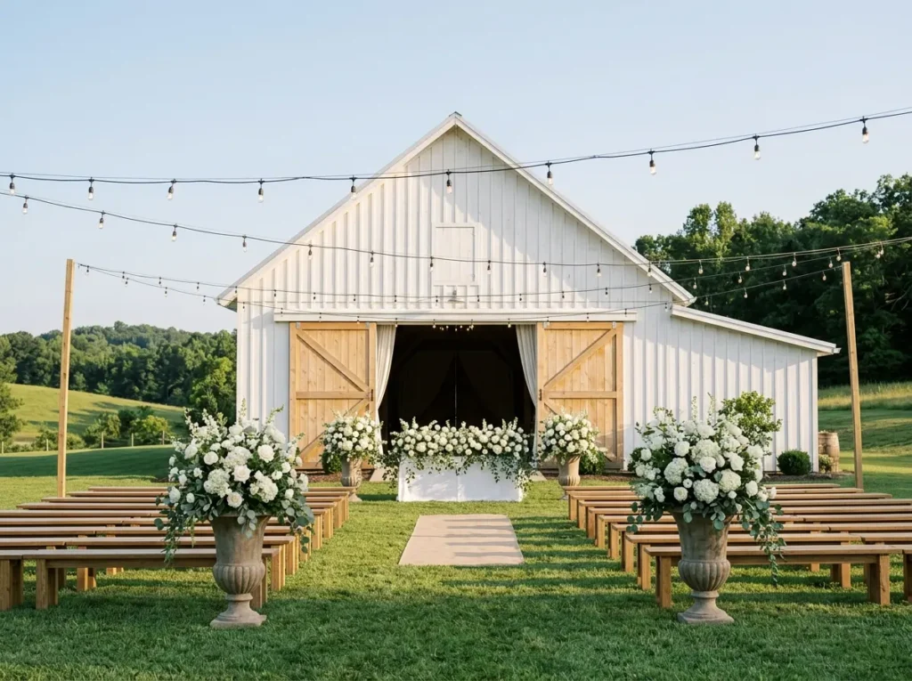 Endless laven White barn wedding ceremony