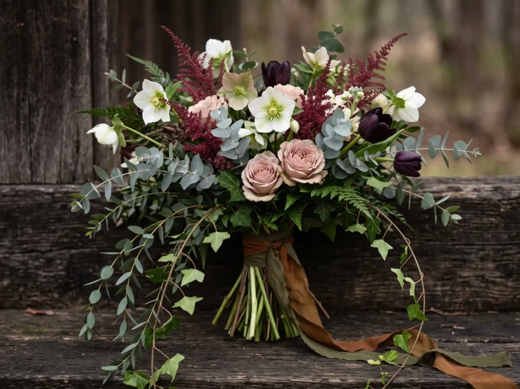 Forest Romance Cascade Inspiration Inspired by e Cascading bouquet woodland wedding K