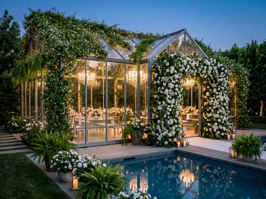 Garden Glasshouse Romance Inspiration A hidden b Glasshouse romance beside pool K