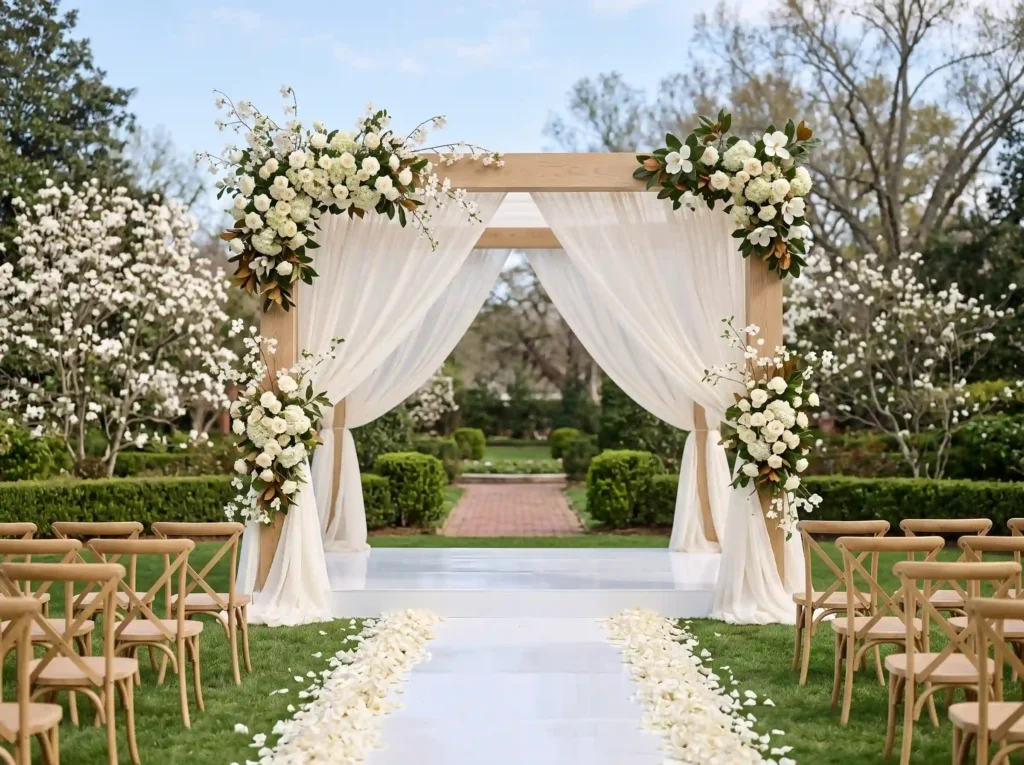 Magnolia Garden Altar Inspiration Classic Southe Garden ceremony pavilion white f…
