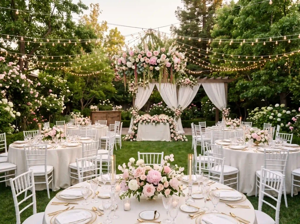 Blush Garden Romance Inspiration Soft florals an Blush garden romance reception K