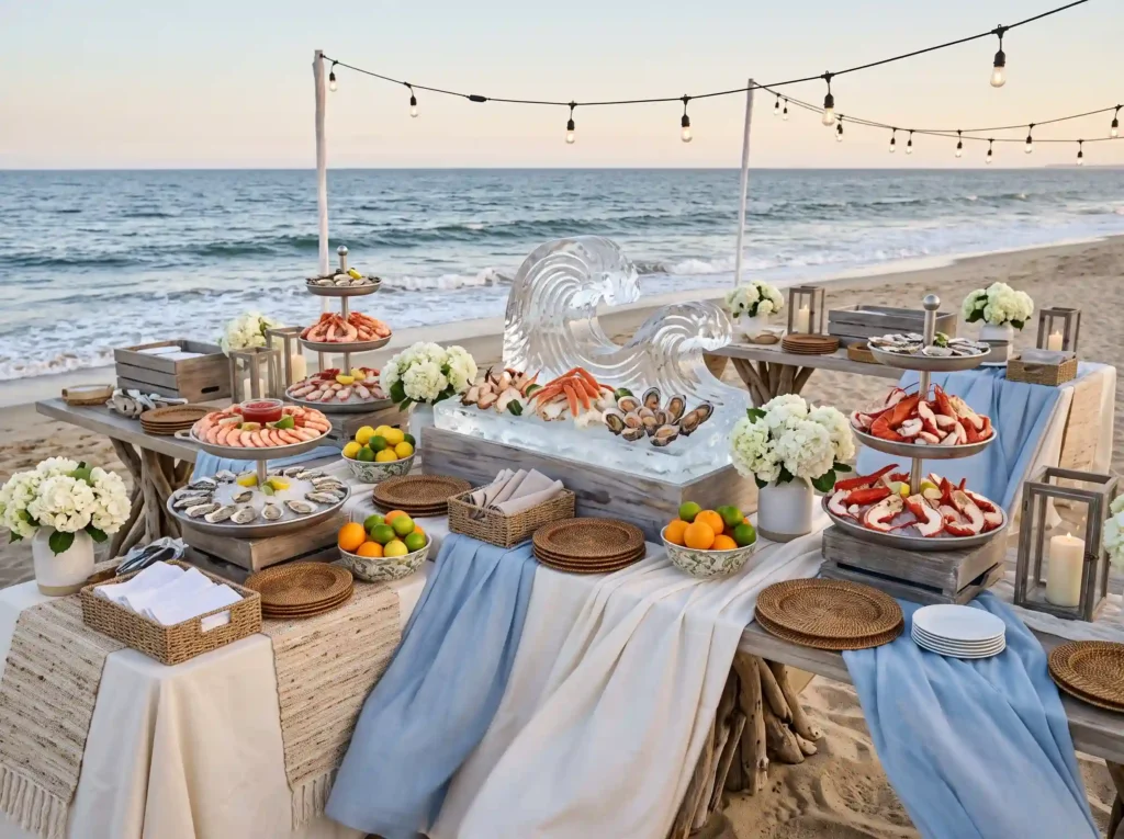 Coastal Seafood Celebration Inspiration A sophis Coastal seafood buffet pre event K