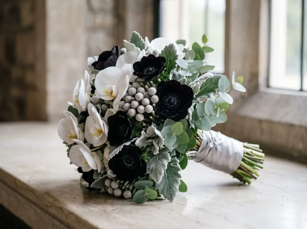 Gothic Pearl Bouquet Inspiration Classic bridal Gothic Pearl Bouquet K