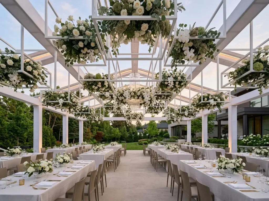 Modern White Frame Pavilion Inspiration Clean co White frame pavilion floral design