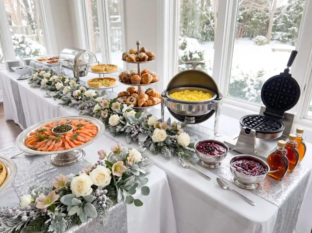 Snowy Garden Brunch Buffet Inspiration A bright Snowy Garden Brunch Buffet K